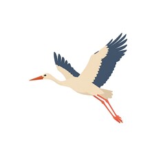 Stork in flight, cartoon style