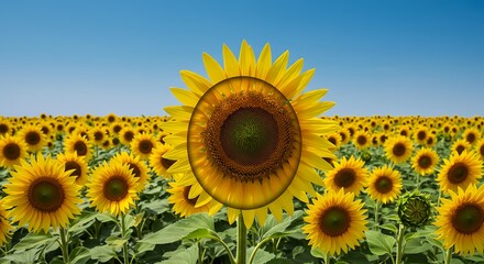 Fototapeta premium Sunflowers: Digital Bloom, Surreal Field