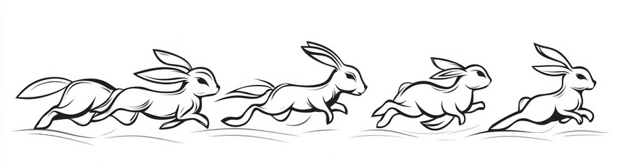 Rabbit one line drawing. Year of the Rabbit. Hare continuous one line illustration. Modern illustration