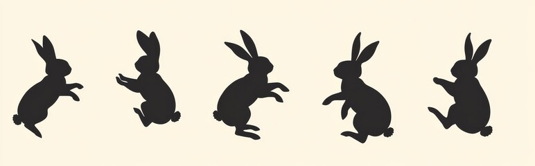 Silhouette set of cute bunnies for the 2023 Horoscope and Asian lunar calendar, also suitable for Easter decor
