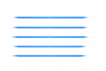 Blue laser beams creating horizontal lines on transparent background, ideal for technology or futuristic designs