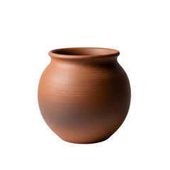 Rustic terracotta pot for plants isolated on transparent background