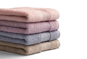 Stack of folded towels in pastel colors