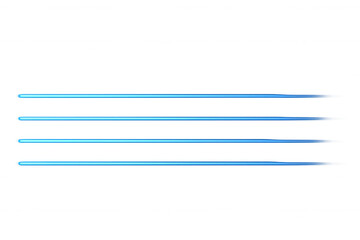 Obraz premium Three parallel glowing horizontal blue laser beams on transparent background represent speed, technology, and progress