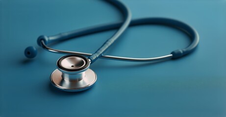 Close up of Blue Stethoscope on a Medical Exam Table for Doctor Visit