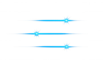 Fototapeta premium Horizontal blue laser beams with lens flare creating a futuristic and technological effect on a transparent background