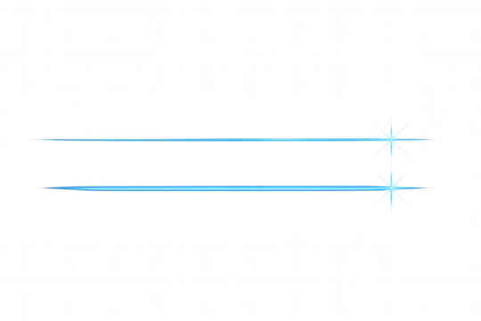 Two parallel blue glowing lines with sparkles on each side are featured on a transparent background, perfect for digital projects