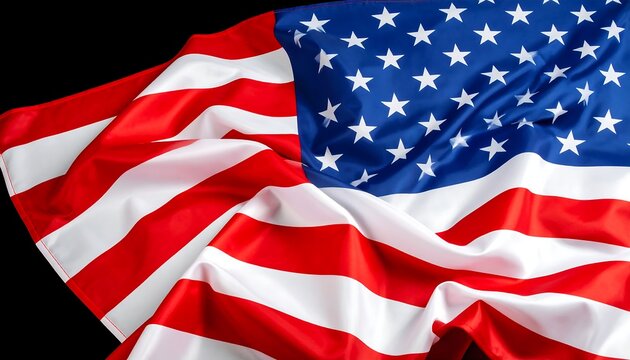 American flag billowing on black background