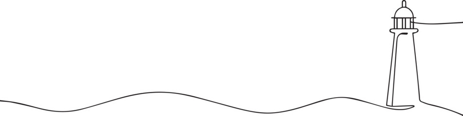 lighthouse tower continuous one continuous line art, Vector illustration, One line art, Line art graphic style.