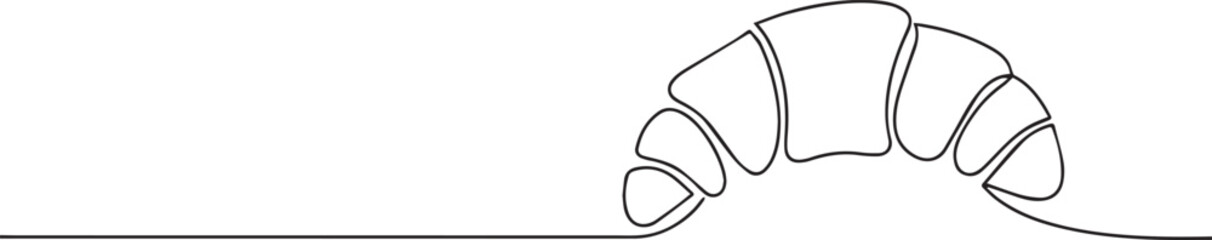 Croissant bread for desset continuous one continuous line art, Vector illustration, One line art, Line art graphic style.