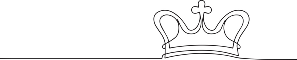Royal Crown continuous one continuous line art, Vector illustration, One line art, Line art graphic style.