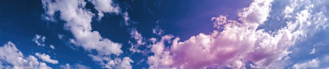 Obraz premium Wide shot of a partly cloudy sky, with soft pastel colors