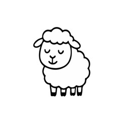 Sleeping Cute Cartoon Sheep – Kawaii Lamb Illustration. Cartoon sheep with closed eyes, looking calm and peaceful. Perfect for bedtime stories, kids designs, stickers, and kawaii doodle artw