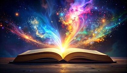 Open book with magical energy emanating