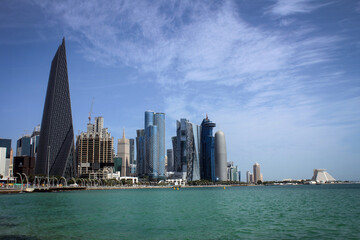 Fototapeta premium Skyline of West Bay area view of Doha, Qatar