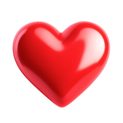 Social media like (heart) icon in glossy red 3D style, isolated on a white background