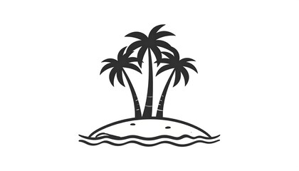 Obraz premium Simple black and white island graphic with palm trees