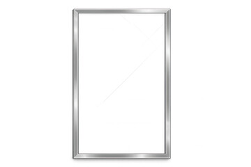 Glossy glass plate with metallic frame reflecting light, presenting minimalist design against transparent backdrop