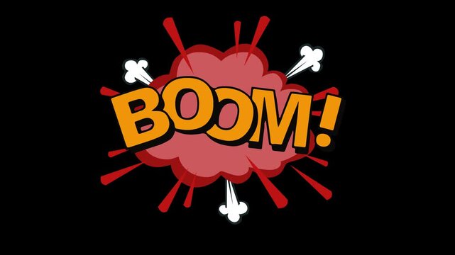 set of speech bubble POW WOW OMG WTF BOOM BANG animation with transparent background