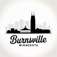 Naklejka premium Burnsville Skyline Silhouette — Minnesota Suburban City Vector Illustration