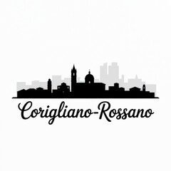 Naklejka premium Corigliano-Rossano Italy Skyline Silhouette — Byzantine and Castle Heritage City Vector Illustration