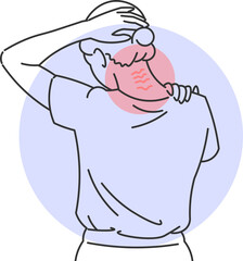 Woman experiencing severe pain in the cervical region and tense neck