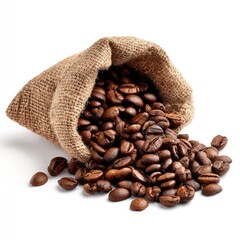 Coffee beans spilling from a burlap sack (2)