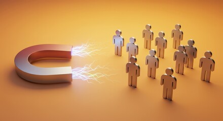 RH - Aimant attirant les talents comme concept de recrutement, stratégie des ressources humaines et acquisition d’employés