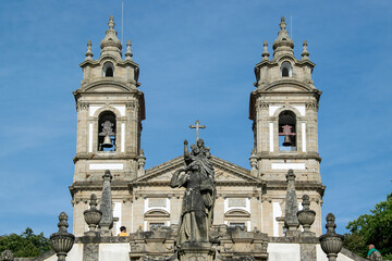 Exterior facade of sanctuary of bom jesus do monte, braga, portugal