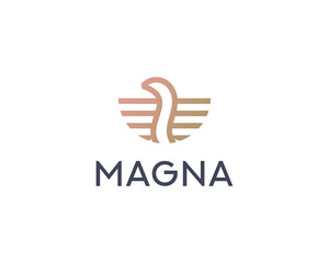 Abstract bird logo design template. Premium eagle falcon hawk  logotype.