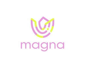 Abstract flower logo icon  design from colorful lines. Creative colorful garden, boutique, salon symbol sign logotype in minimalist style