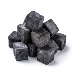 Dark, cube-shaped candies piled high