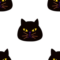 Halloween animals seamless cats pattern for wrapping paper and fabrics and linens and kids clothes print