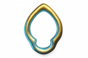 Gold and turquoise irregular frame creating abstract geometric pattern, transparent backdrop highlighting artistic design