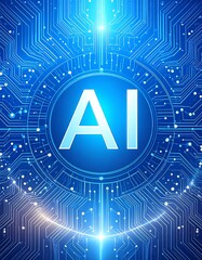 AI concept art, glowing circuit board