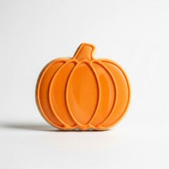 Orange Pumpkin Shaped Cookie with Crisp Outline Against White Background