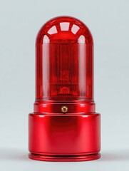 Red warning light, glossy finish,  round, cylindrical shape