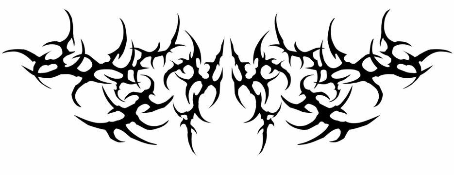Neo tribal cyber gothic abstract symmetrical shapes blackwork styles vector design for tattoo, streetwear, dark aesthetics decoration