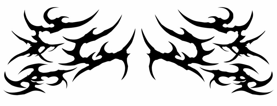 Neo tribal cyber gothic abstract symmetrical shapes blackwork styles vector design for tattoo, streetwear, dark aesthetics decoration