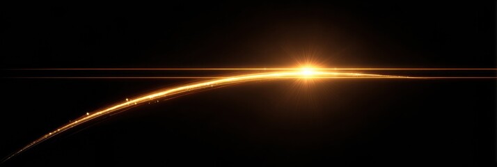 Fototapeta premium Golden Light Streaks Elegantly Across a Dark Background, Creating a Mesmerizing Visual Effect at Dusk