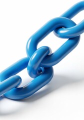 Strong blue chain links symbolizing connection, partnership, and unbreakable bonds in business
