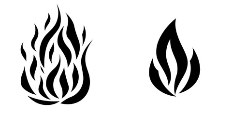 The icon known as Burning Flames is a bold graphic representation of flames in black and white, symbolizing intense heat, passion, and energy, suitable for graphic design and digital projects