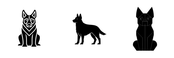 A dog's strong and majestic silhouette, characterized by its tall and alert stance, is beautifully captured in a simple yet powerful design that embodies loyalty and protectiveness