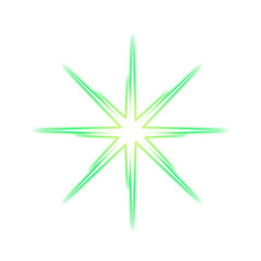 Green luminous star shape on transparent background
