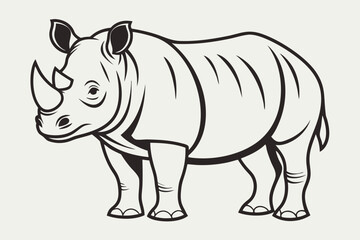 Fototapeta premium Black and white rhinoceros vector illustration animal wildlife