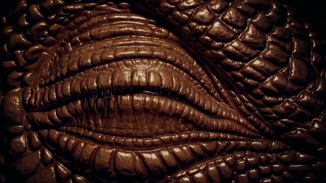 Closeup of a fearsome dragons eye with scaly skin texture