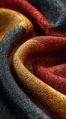 Textured fabric with rich colors showcasing intricate weaving patterns in natural light