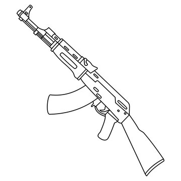 AK 47 rifle icon, simple flat style, vector illustration, symbol, design logo template pictogram, for ui or ux isolated on white for mobile app, editable