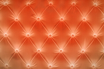 Orange brown natural leather sofa upholstery pattern button classic texture luxury background