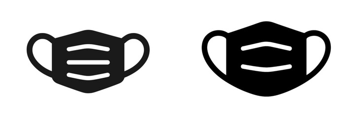 Different styles of medical face masks designed for protection shown in black and white colors